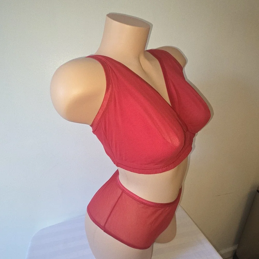 Cosabella Soire Confidence Extended Mystic Red‎ Mesh Bralette & Boyshort Set 2X